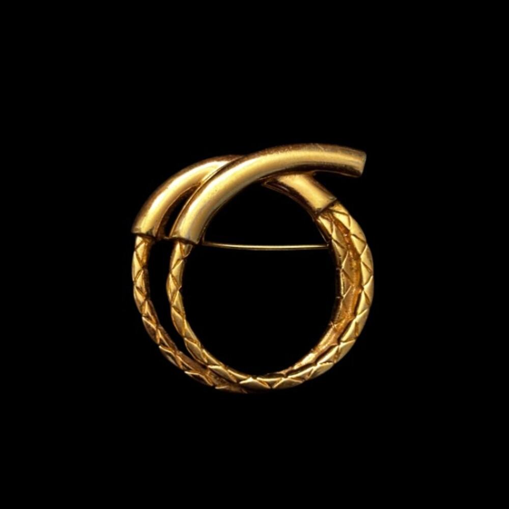 Vintage Gold Toned Braided Rope Lasso Brooch Pin